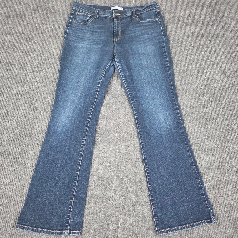 Levis 515 Boot Cut Jeans Womens 16 L/C Dark Wash‎ Denim Blue Stretch 26525